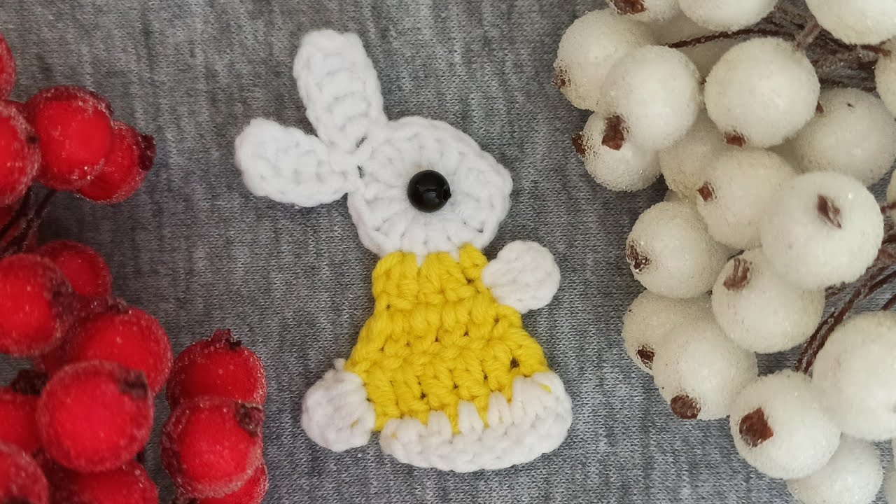 Зайчик крючком. Аппликация зайчик/bunny crochet/Häschen häkeln