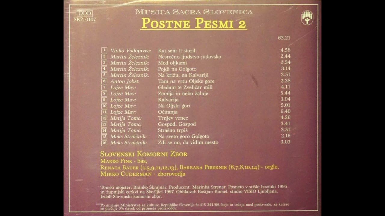 Na Oljski gori (Lojze Mav) - Slovenski komorni zbor