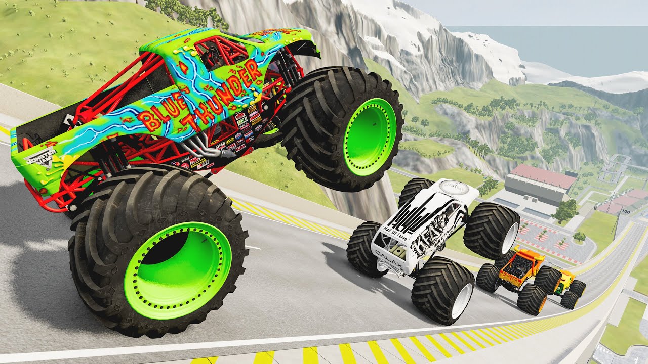 BMNG Drive - Epic High Speed Monster Truck Jumps Crashes #066 - BeamNG Drive