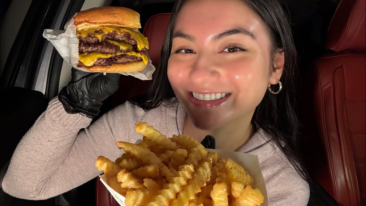 SHAKE SHACK TRIPLE CHEESEBURGER & FRIES | ASMR MUKBANG
