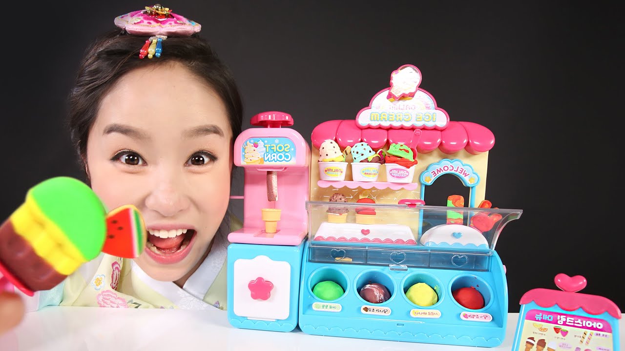 Dalnim магазин мороженого, играть глиняные игрушки | CarrieAndToys