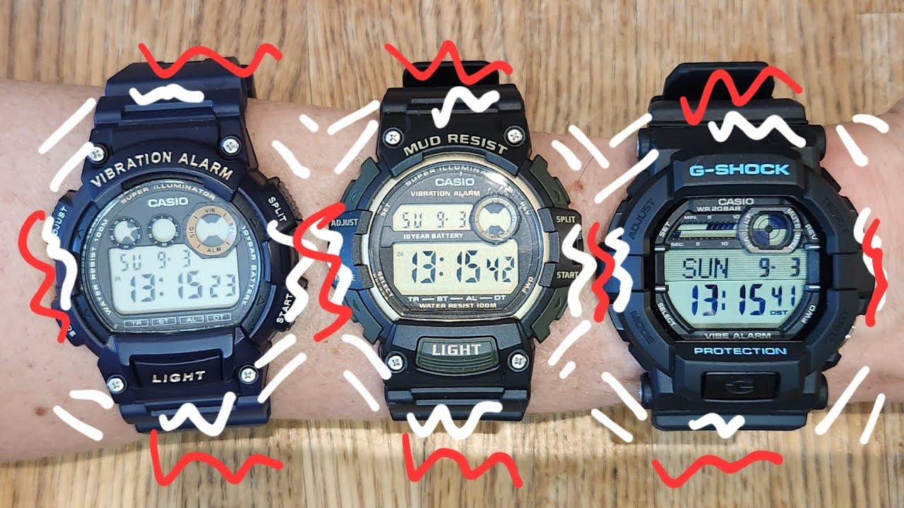 Casio's Vibration Alarm Watches - W735H,  W736H, TRT110H, and GD350