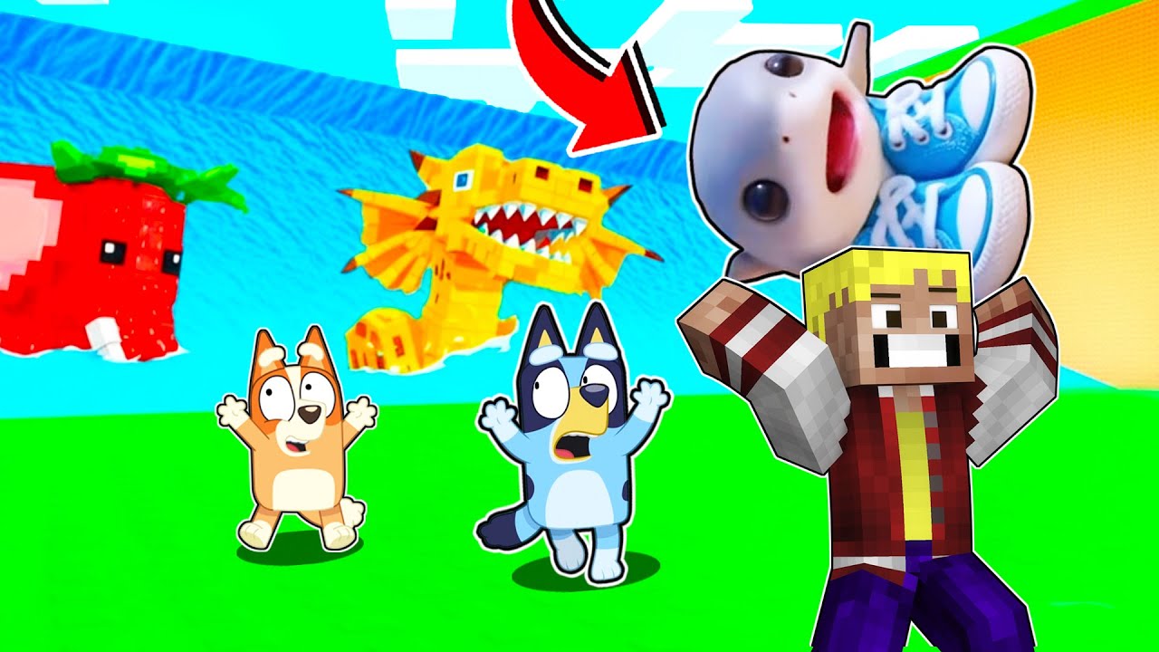 ESCAPAMOS DEL TSUNAMI DE BRAINROT CON BLUEY Y BINGO