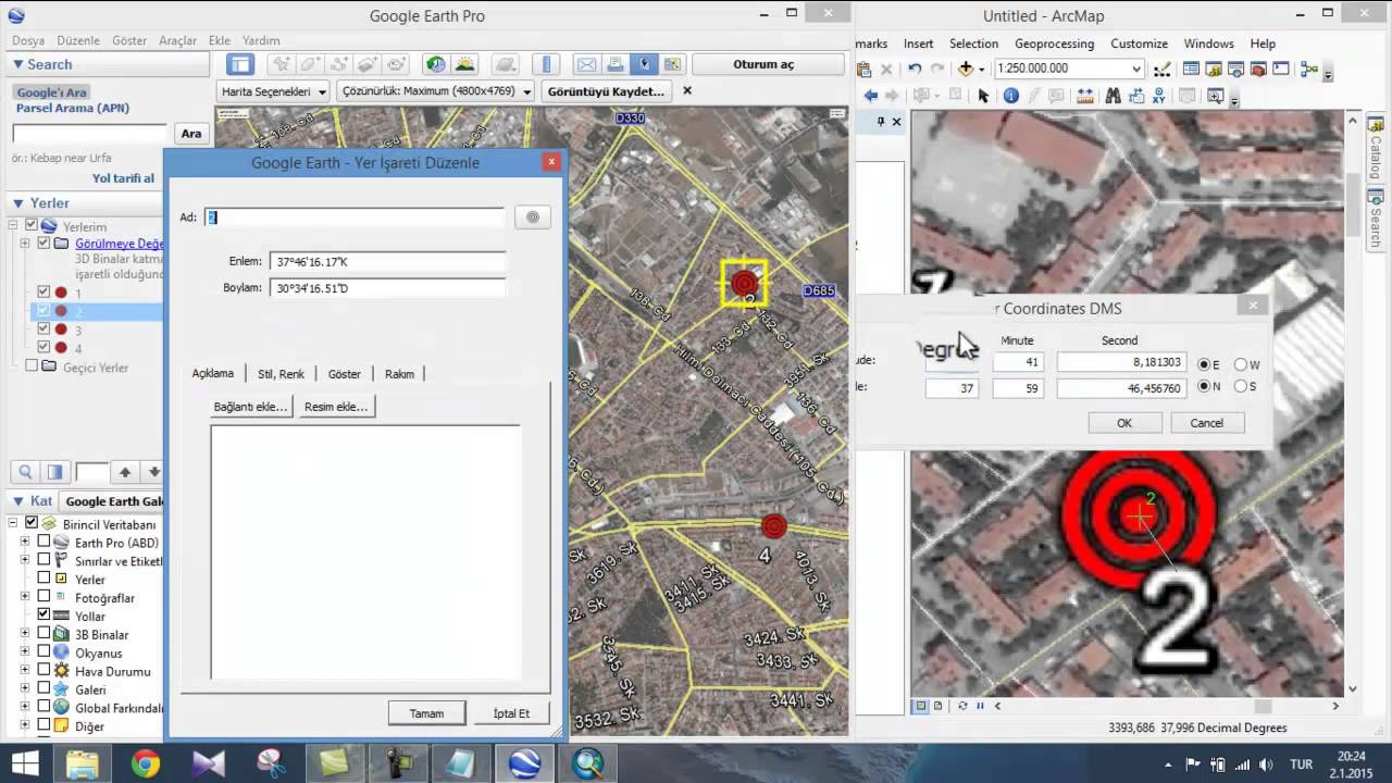 GOOGLE EARTH HARİTALARINI ARCGİS'E AKTARMA (SAYISALLAŞTIRMA)