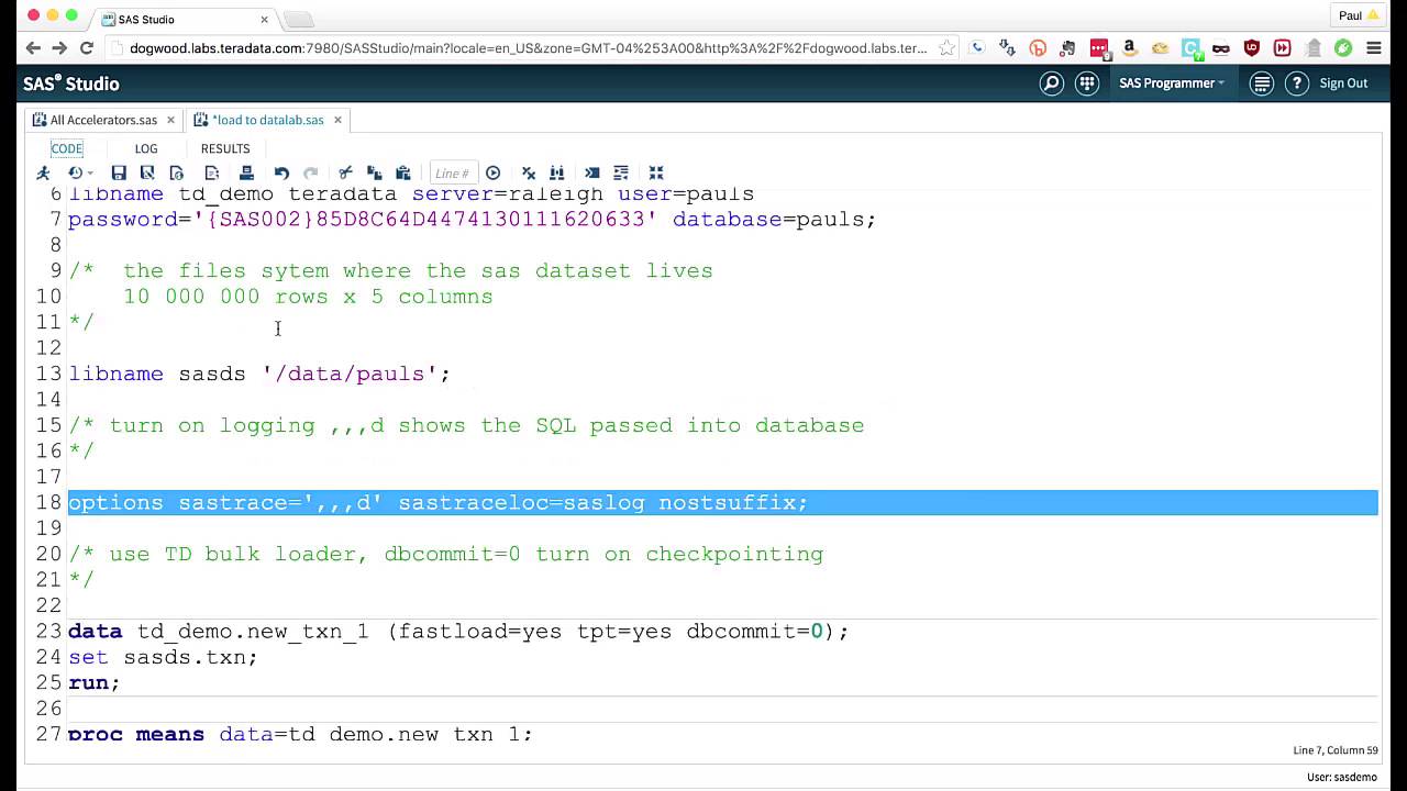 Enabling in-database processing with SAS/ACCESS to Teradata