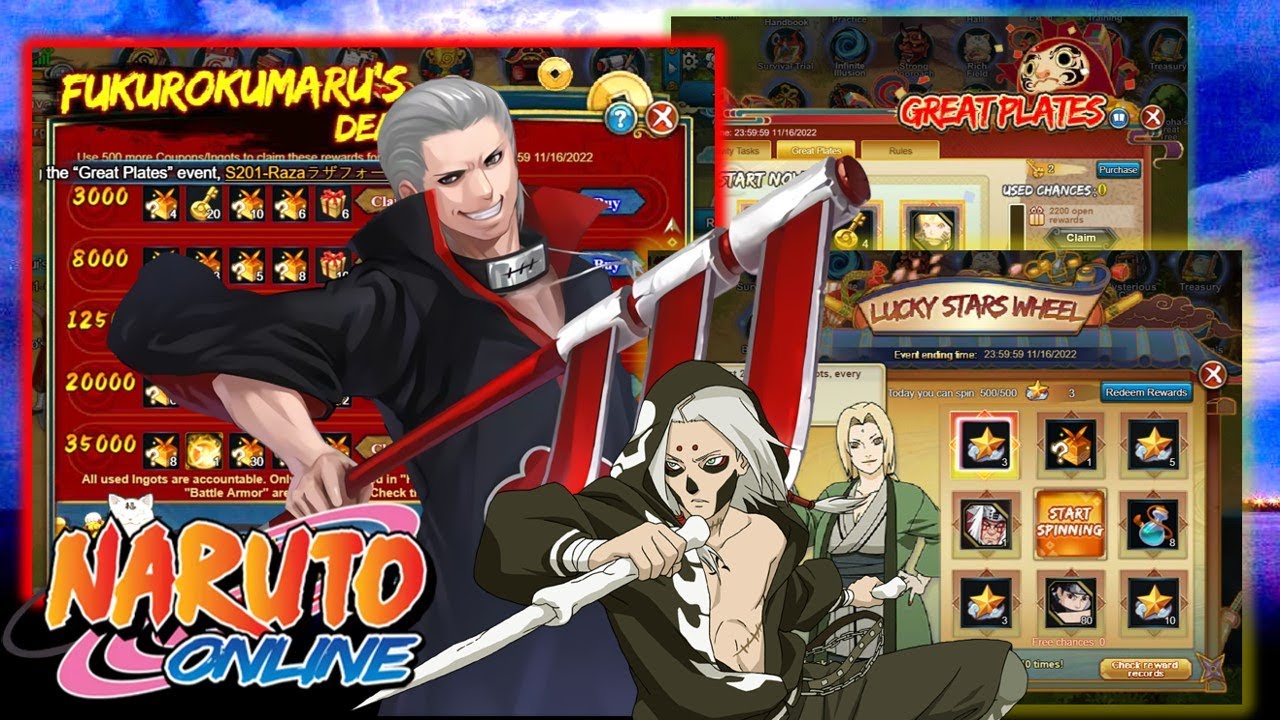 35K Death Hidan Fuku w/ Skill Trials! Great Plates & Lucky Stars || Naruto Online