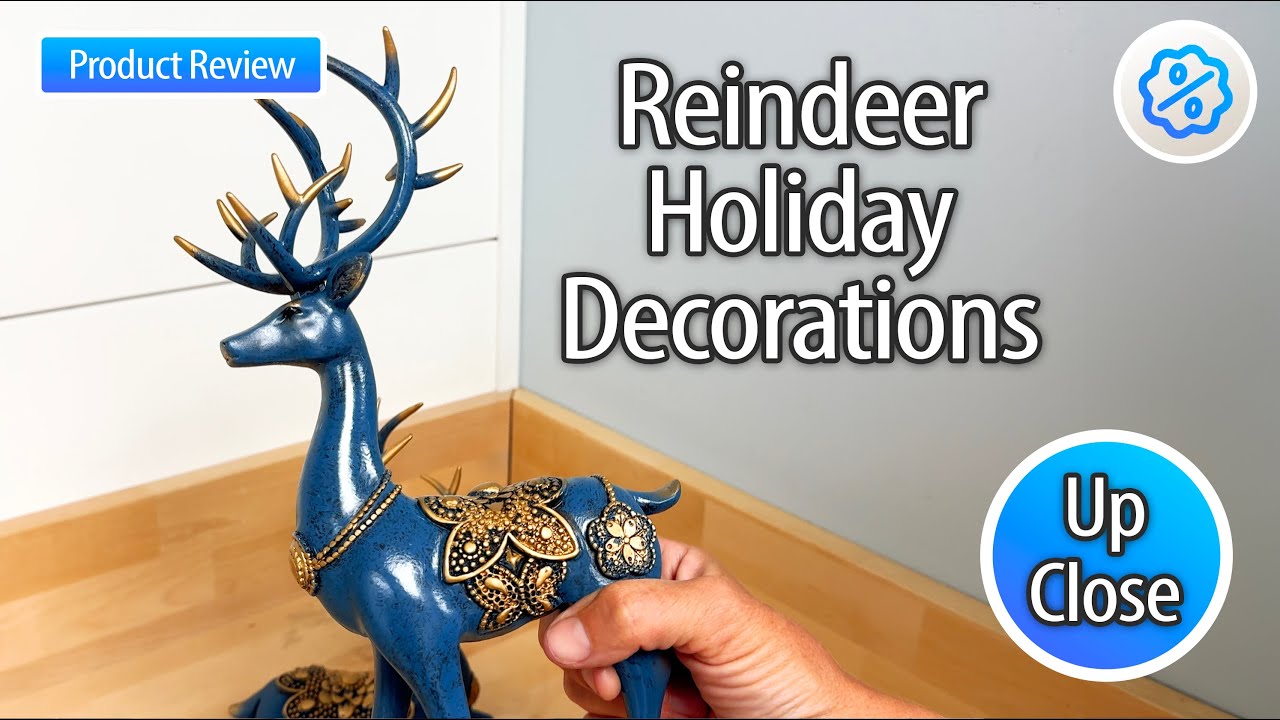 Elegant Blue Reindeer Figurine | Large Deer Resin Sculpture for Center Table & Living Room Decor
