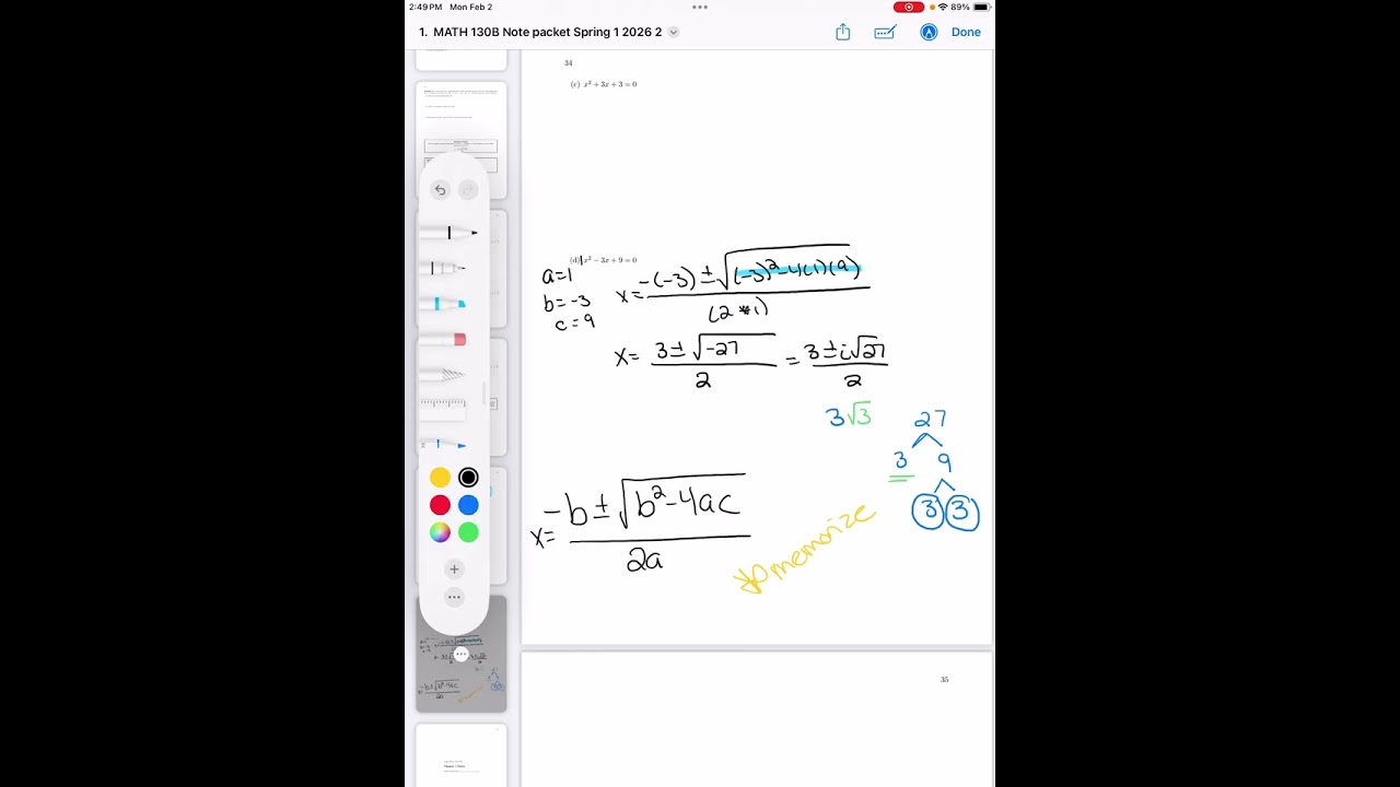 Quadratic Formula Practice
