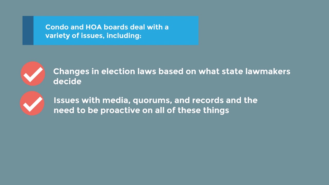 What issues do CONDO/HOA boards deal with?