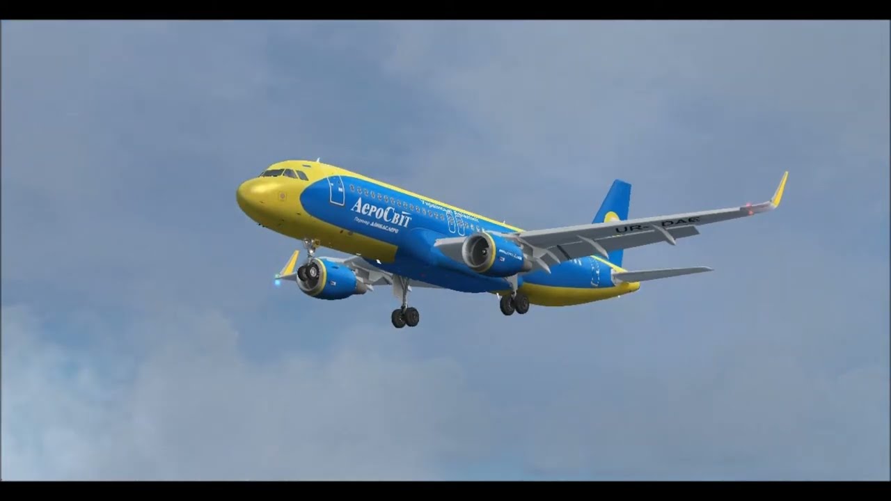 AIRBUS A320 200 SHARKLETS AEROSVIT UKRAINIAN AIRLINES LANDING AT MUNICH INT AIRPORT FS9 HD