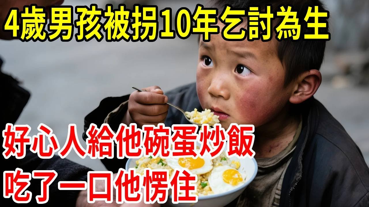 4歲男孩被拐10年乞討為生，好心人給他碗蛋炒飯，吃了一口他愣住...#原創#情感