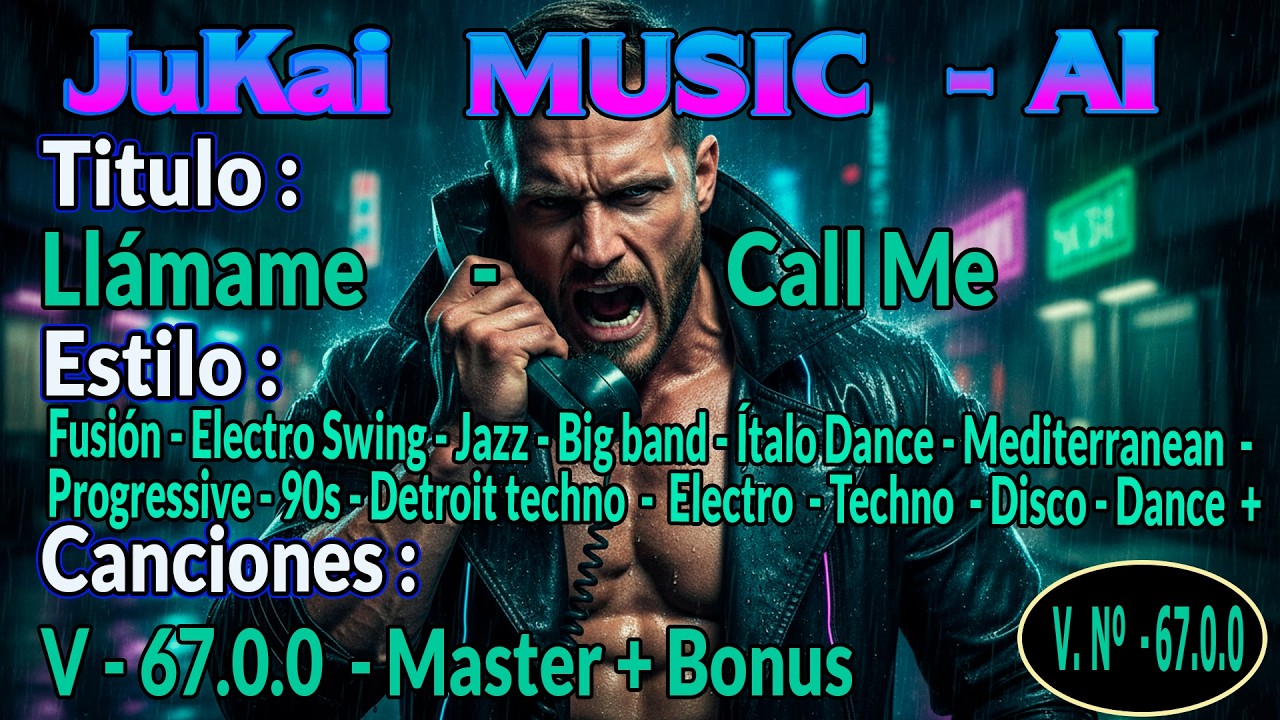 CANCIÓN: CALL ME (Jukai Spanglish Megamix) - Master - Versión: 67.00 - Música con AI.