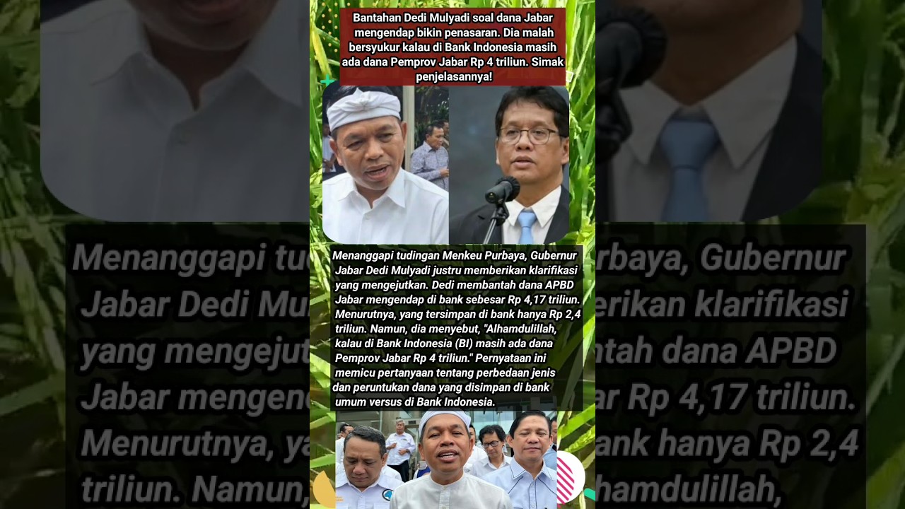 Dana Jabar Rp 4,1 T Mengendap? Dedi Mulyadi: Itu di BI, Bukan di Bank!