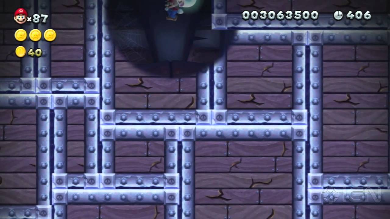 New Super Mario Bros. U Secret Exit Walkthrough - Sparkling Waters-Ghost House: Haunted Shipwreck