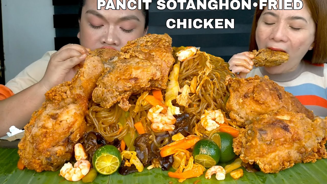 PANCIT SOTANGHON FRIED CHICKEN | FILIPINO FOOD | MUKBANG PHILIPPINES