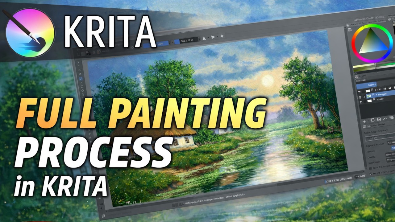 Full Landscape Painting Process in Krita | Complete Digital Art