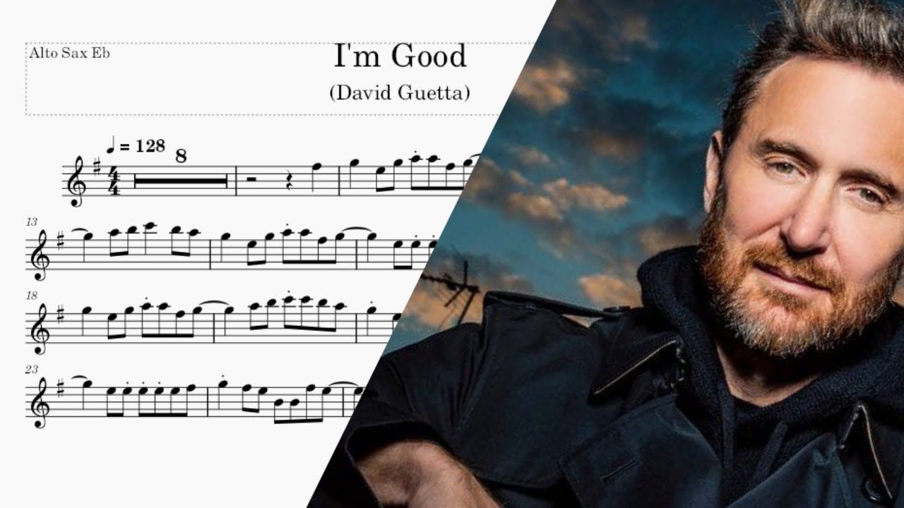 I'm Good (Blue) David Guetta Eb Alto Sax Sheet Music Play Along