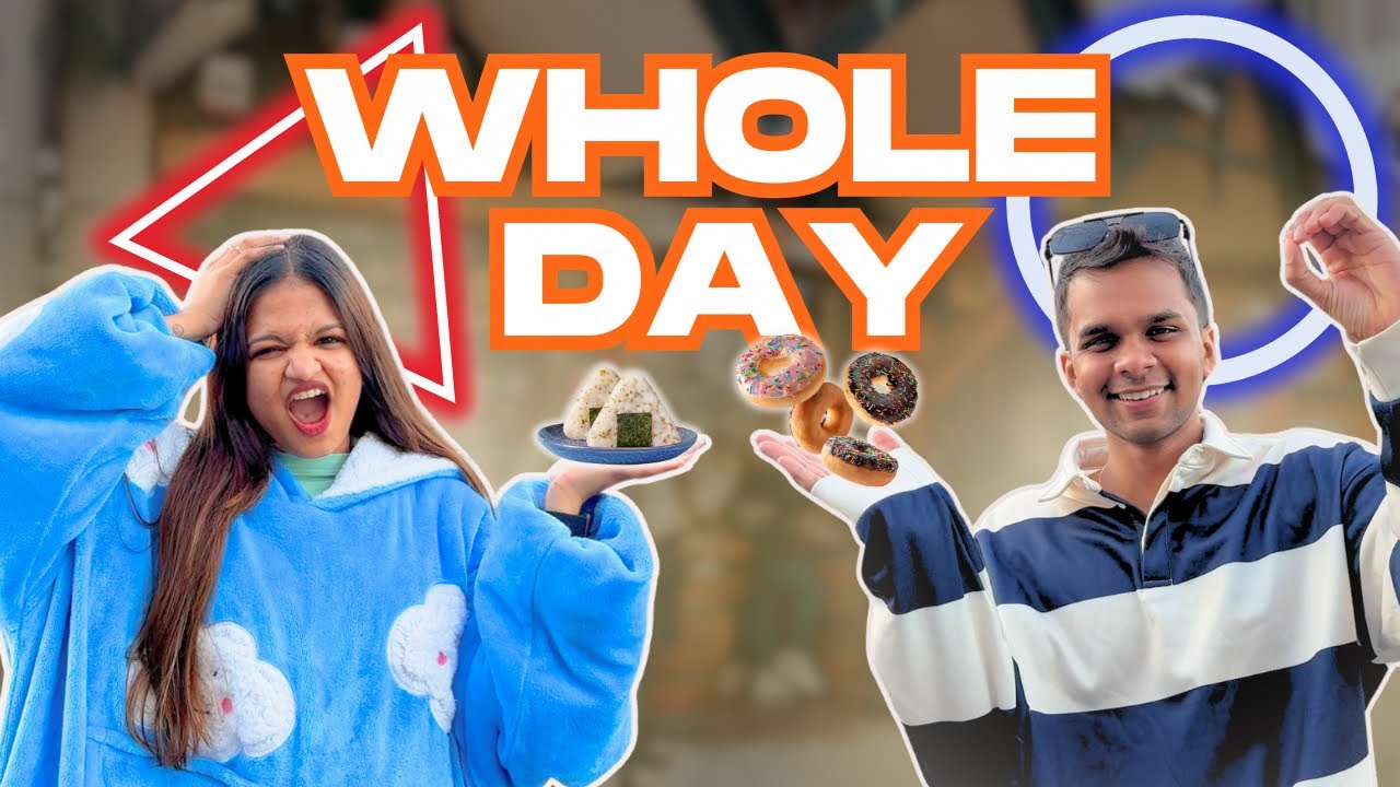 Eating only ROUND🍔 & TRIANGULAR🍕 Shape Food for a Whole Day- Kitty and Jaan | Student Couple👩🏻‍🎓🧑🏻‍🎓