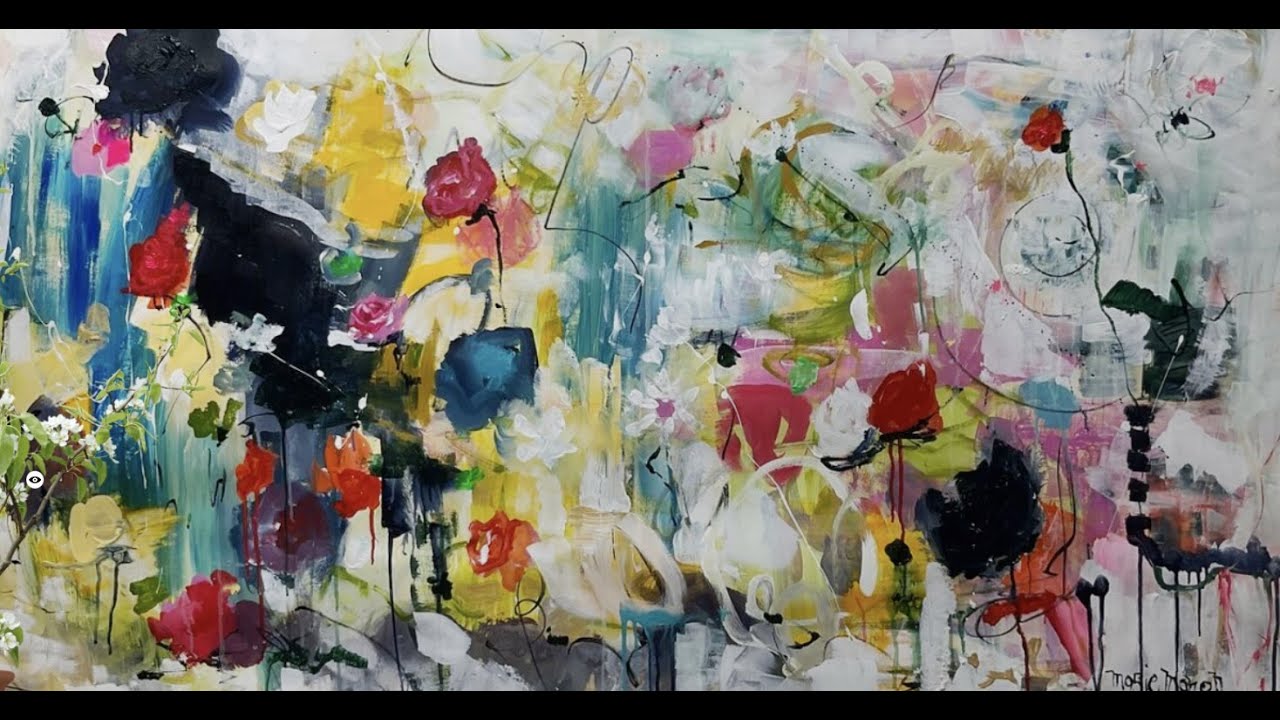 How ( to / I ) paint a Floral Abstract Painting - Abstract Flower painting by Marie Manon
