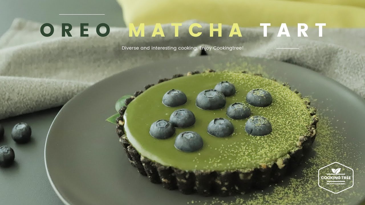 노오븐~🌿 오레오 녹차 타르트 만들기 : No-Bake Oreo matcha(green tea) tart Recipe - Cooking tree 쿠킹트리*Cooking ASMR