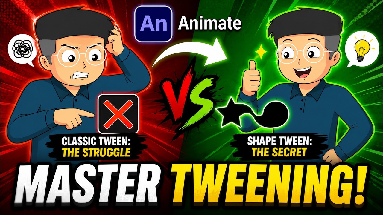 How to make classic tween and shape tween in animate cc | InsideKeyur| classic tween vs shape tween.