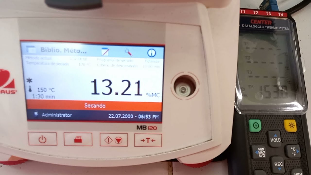 Ajuste y calibración de termobalanza, marca Ohaus MB120