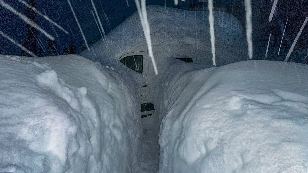 Overnight BLIZZARD Buries my Van! (8ft/2.5m of snow) | Surviving a Record Winter Storm Camping