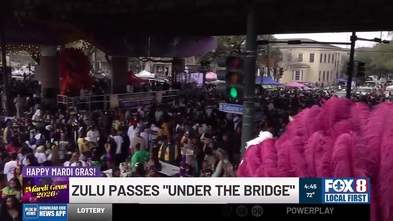 What a view! Ride along with Zulu as parade passes beneath Claiborne Avenue overpass into Treme