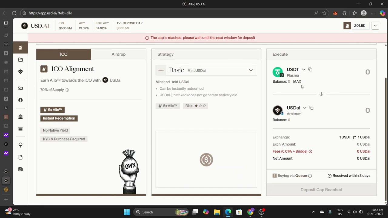 USDAI Airdrop - How To Earn Allo Points Even If Deposit Is Capped