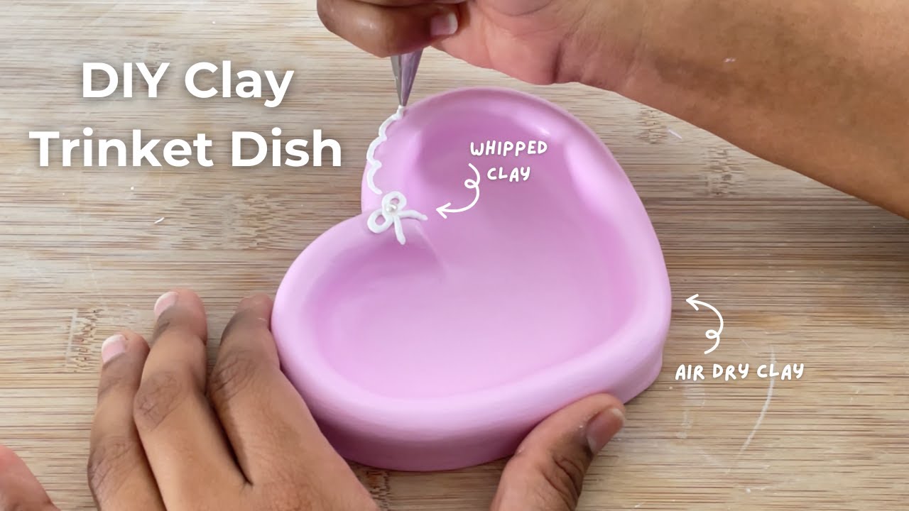 easy airdry clay jewelry dish that can be made at home ✨💖 | no bake