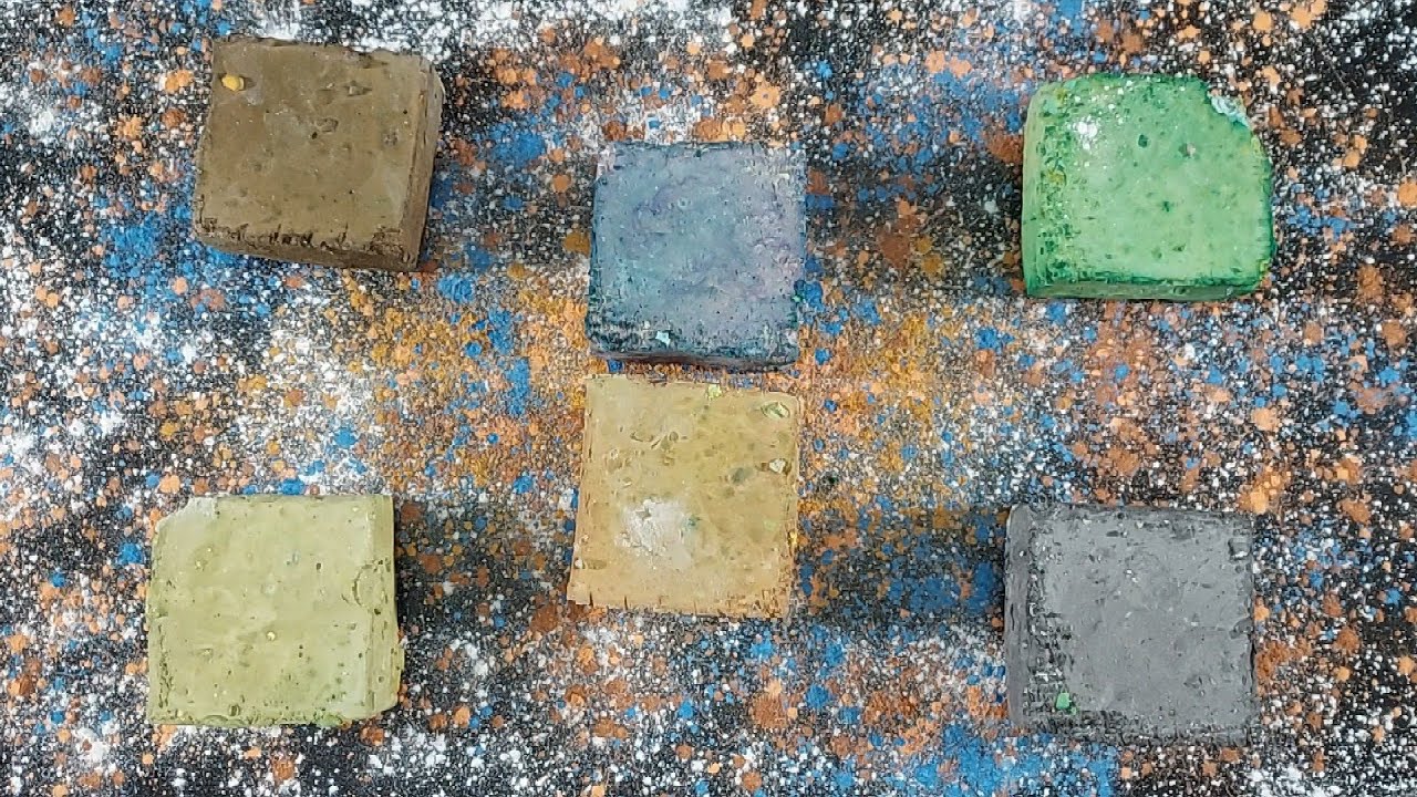 Crunchy Reformed Chalk With a Little Color 💙💛🩶🤎🧡💚 | Gym Chalk Crush ASMR | Satisfying Relaxing ASMR