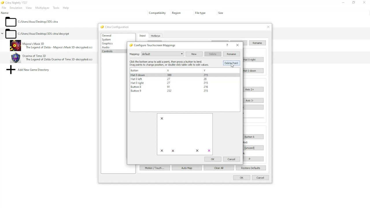 Citra Emulator Controller set up for touch screen