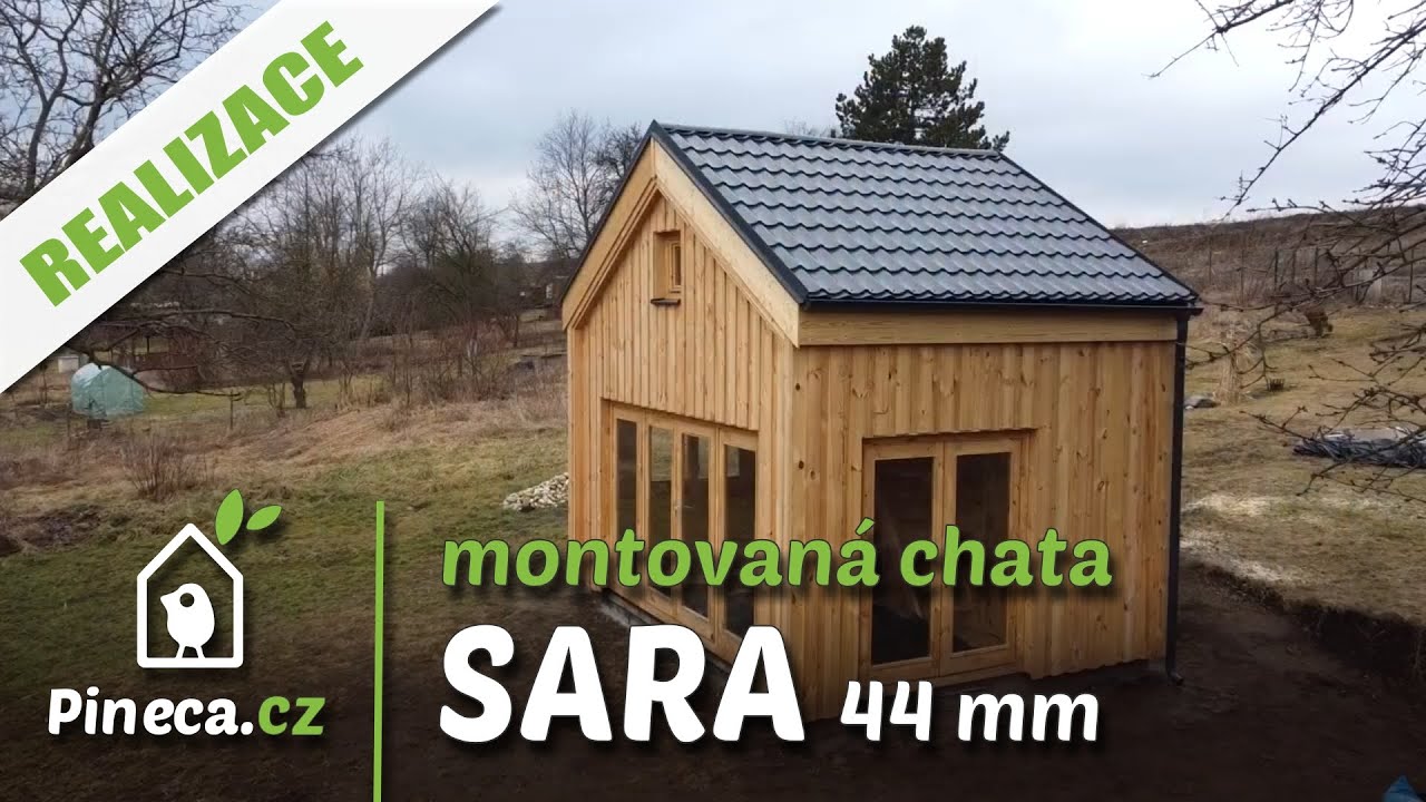 🏠 Naše realizace - Moderní dřevěná chata SARA 20 m² (5x4) + patro na spaní | Pineca.cz