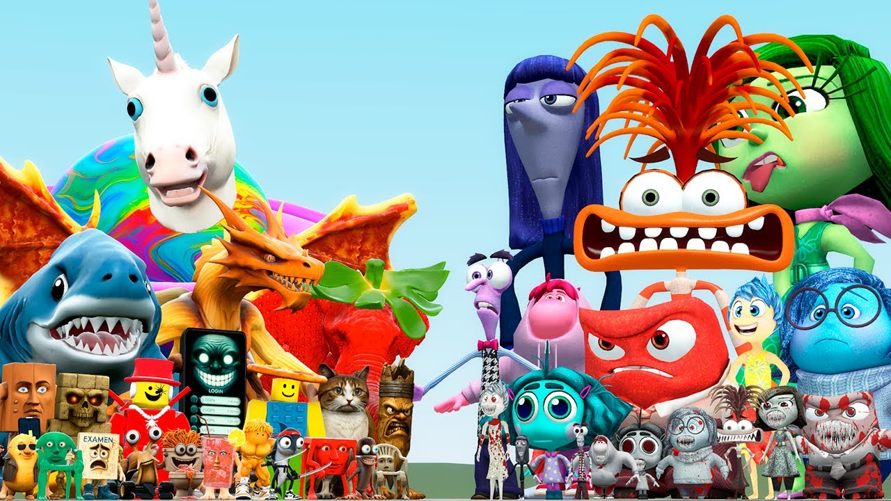 ALL UNICORNANUS, TRALALEDON AND DRAGONI BRAINROT VS INSIDE OUT FAMILY (Garry's Mod)