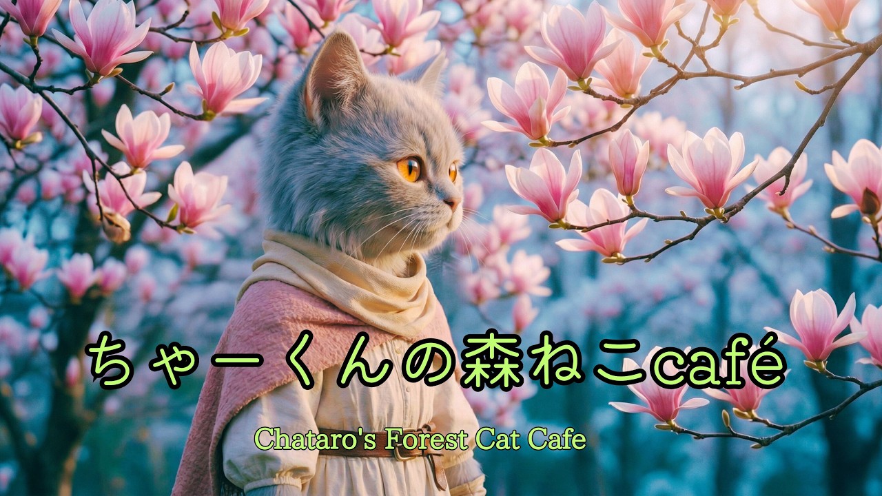【猫の物語】ちゃーくんの森ねこcafe｜春の出会いと花はじめのハチミツ｜マグノリアの咲く森で