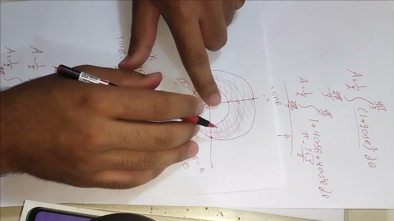 Area between polar curvesالمنطقة بين المنحنيات القطبية المحاضرة السابعه الجزء الثاني