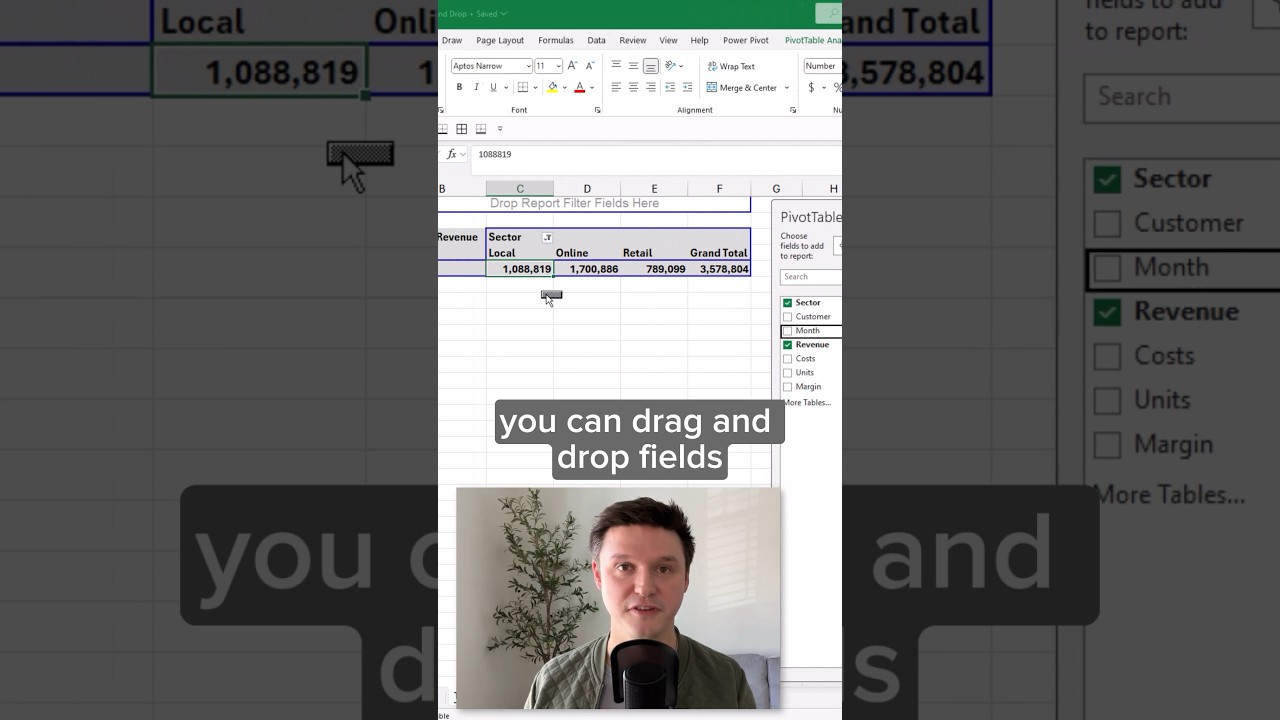Как перетащить элемент в сводную таблицу #excel #своднаятаблица