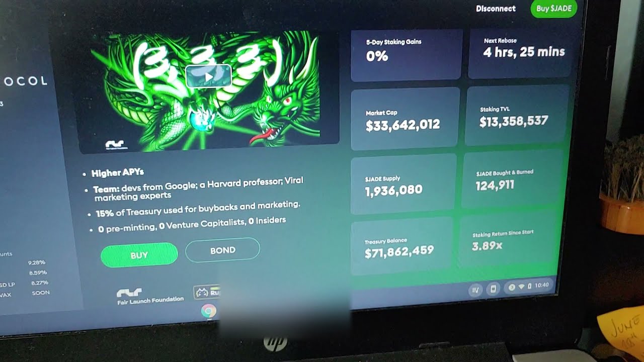 Jade Protocol still 0% apy will the price drop more.