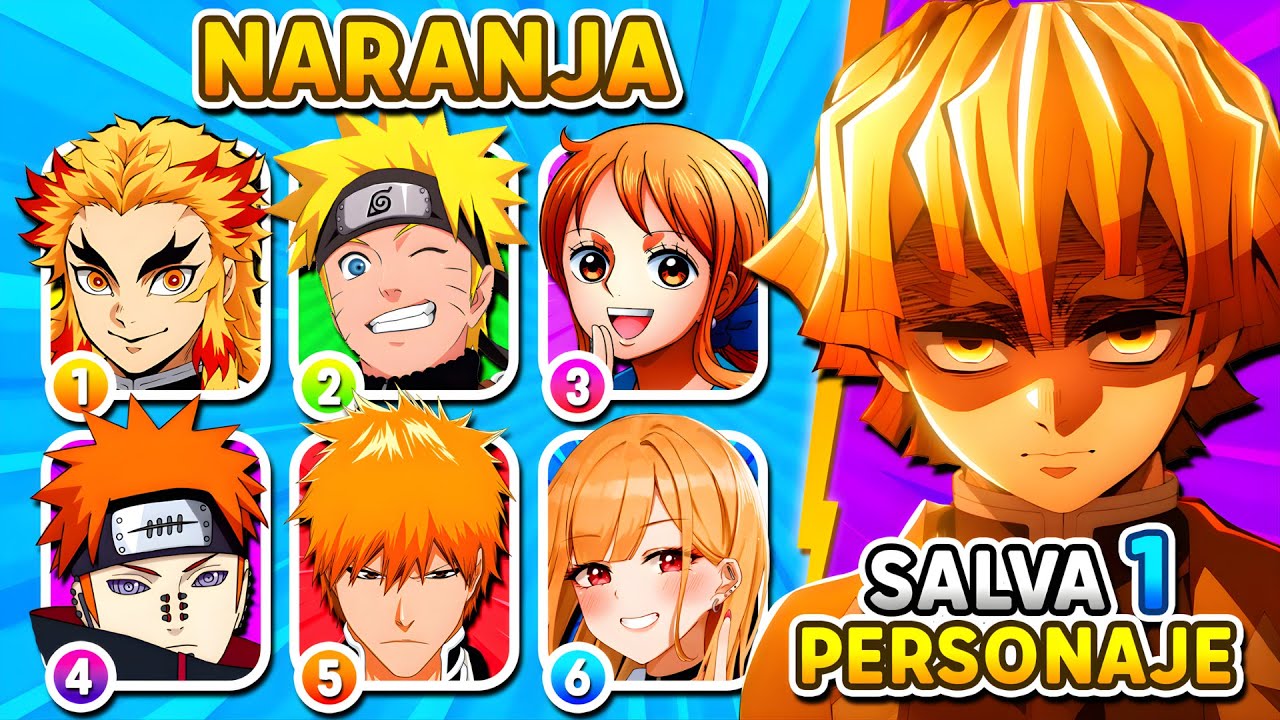 Anime Quiz 🤩 SALVA 1 PERSONAJE por cada COLOR DE CABELLO 🔥👱