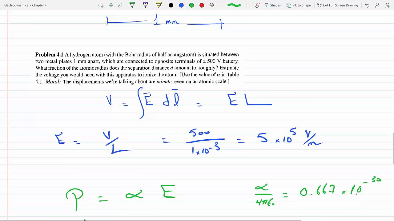 Find the Separation Distance and the Voltage required to Ionize a Hydrogen Atom Pr 4-1