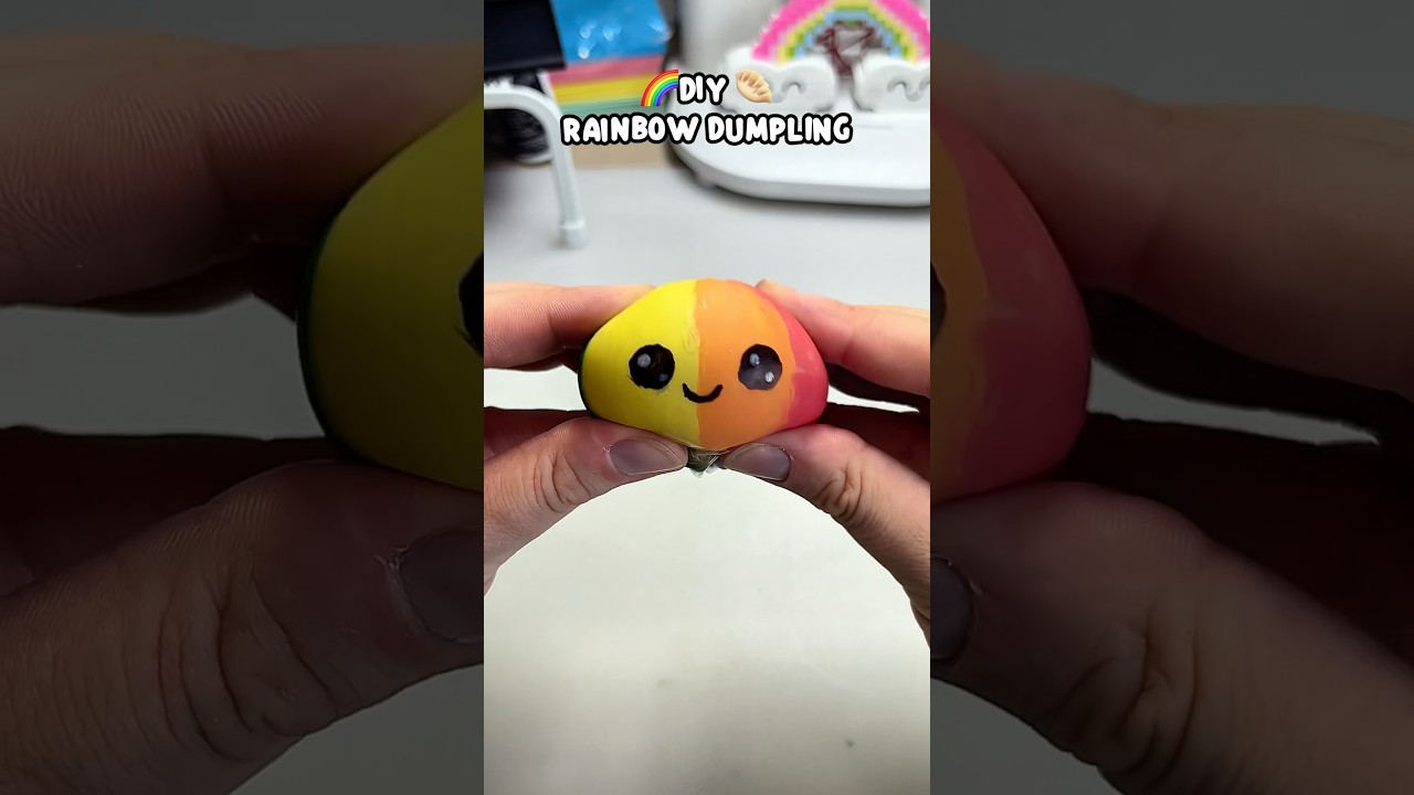 DIY Rainbow Dumpling Squishy #diysquishy #squishy #squishies