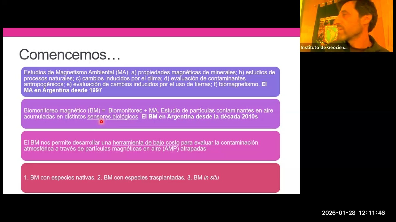28 enero: Magnetismo, biomonitores y partículas antropogénicas.