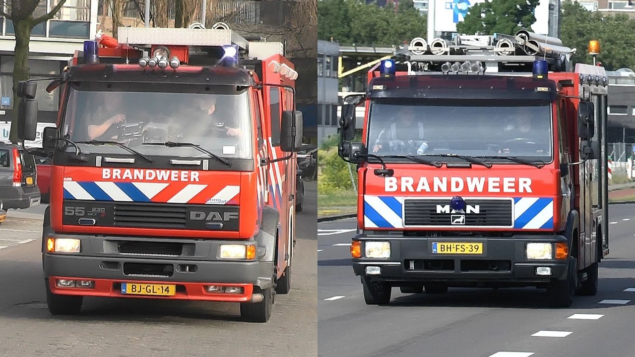 Brandweer Rotterdam-Rijnmond Oude Reserve Tankautospuiten met spoed naar verschillende meldingen