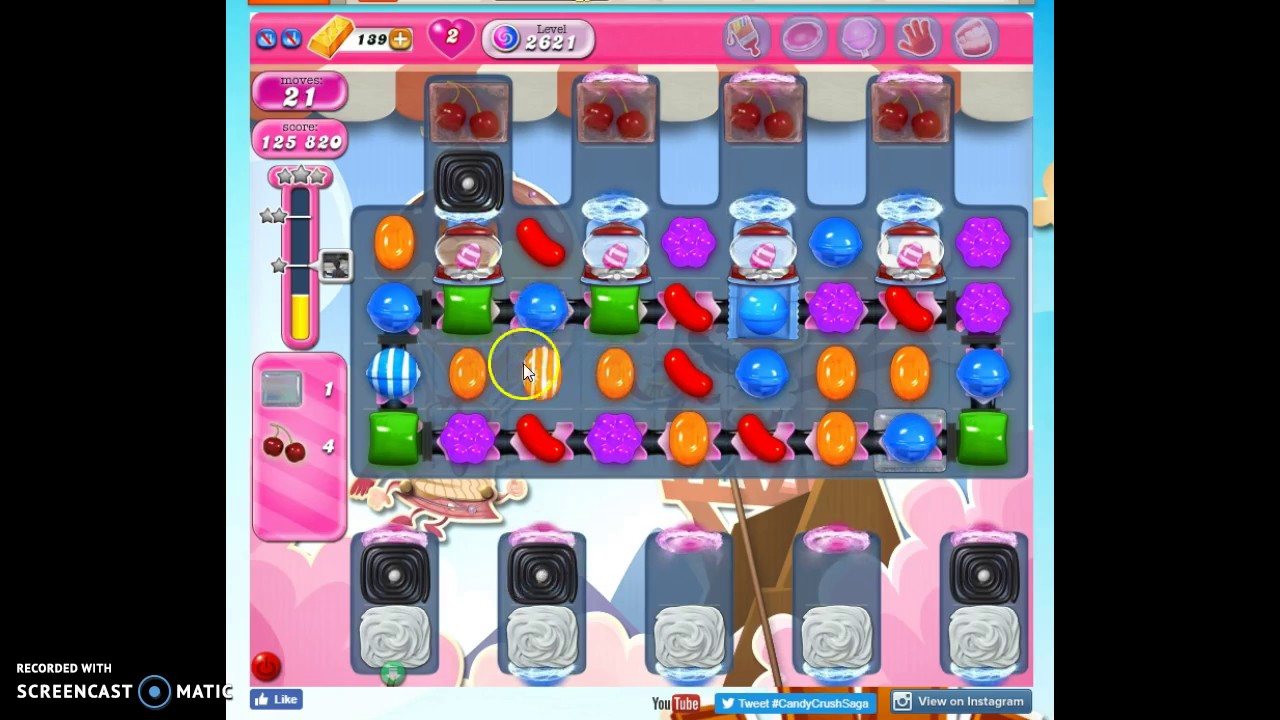 Candy Crush Level 2621 help w/audio tips, hints, tricks