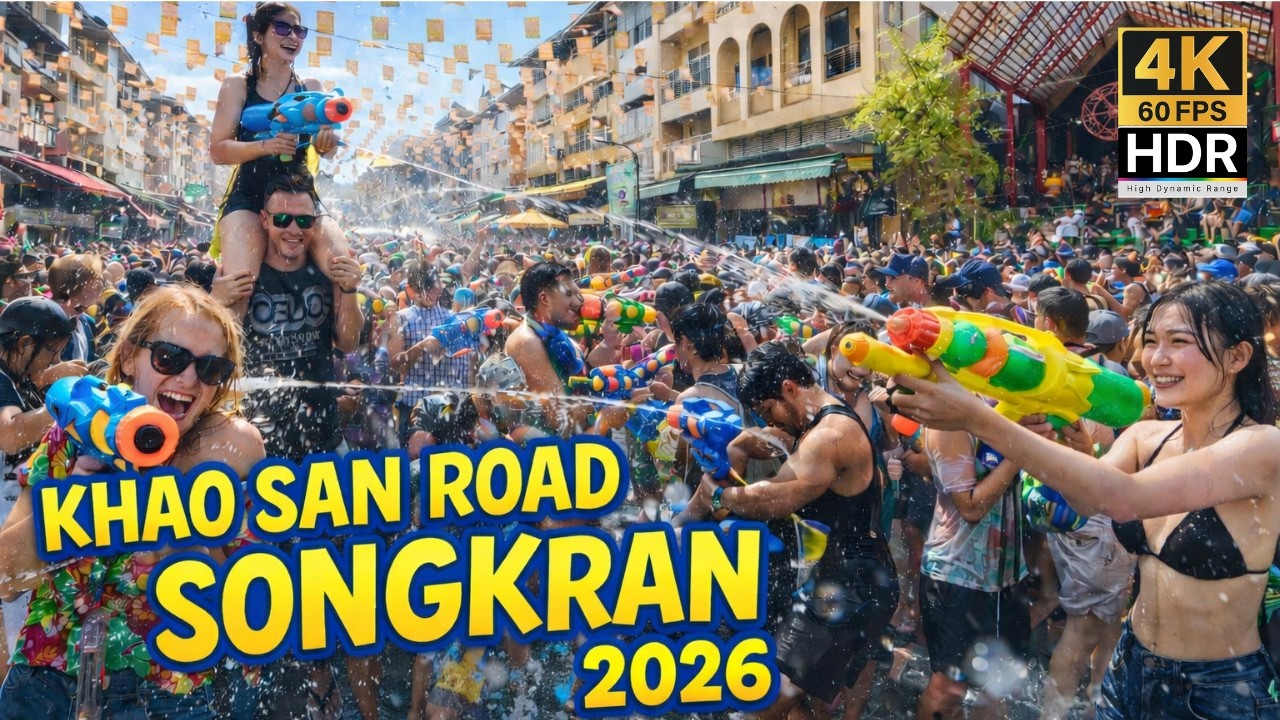 💦 КХАО САН Роуд СОНГКРАН 2026: безумие всемирного водного фестиваля в Бангкоке! [4K HDR]