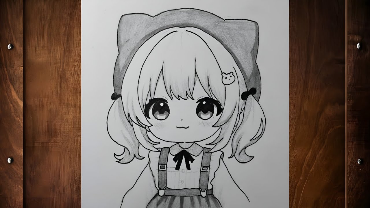 How to Draw Cute Chibi Girl with Pencil Step by Step | Easy Anime Drawing Tutorial for Beginners