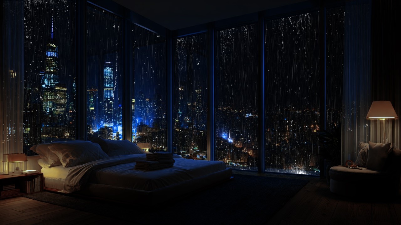 City Rain Lullaby 🌧️ Cozy Bedroom Night Ambience for Fast Sleep