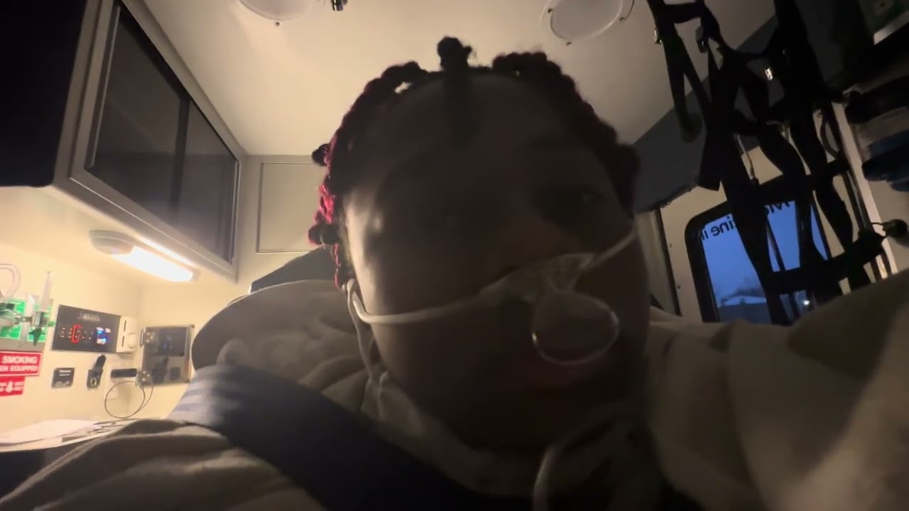 Ambulance car ride to the hospital ￼￼