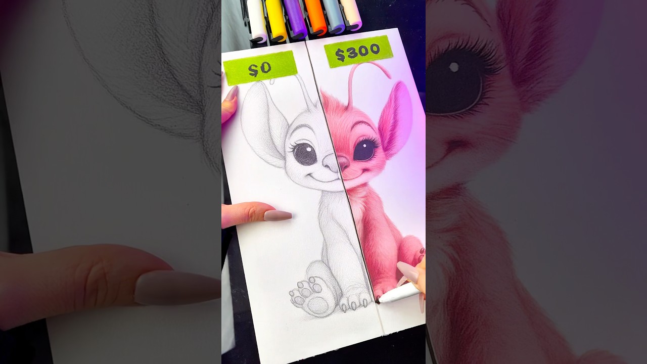 Drawing Angel with $0 #stitch #disney #drawing #pencildrawing #artist #art #lilo #challenge