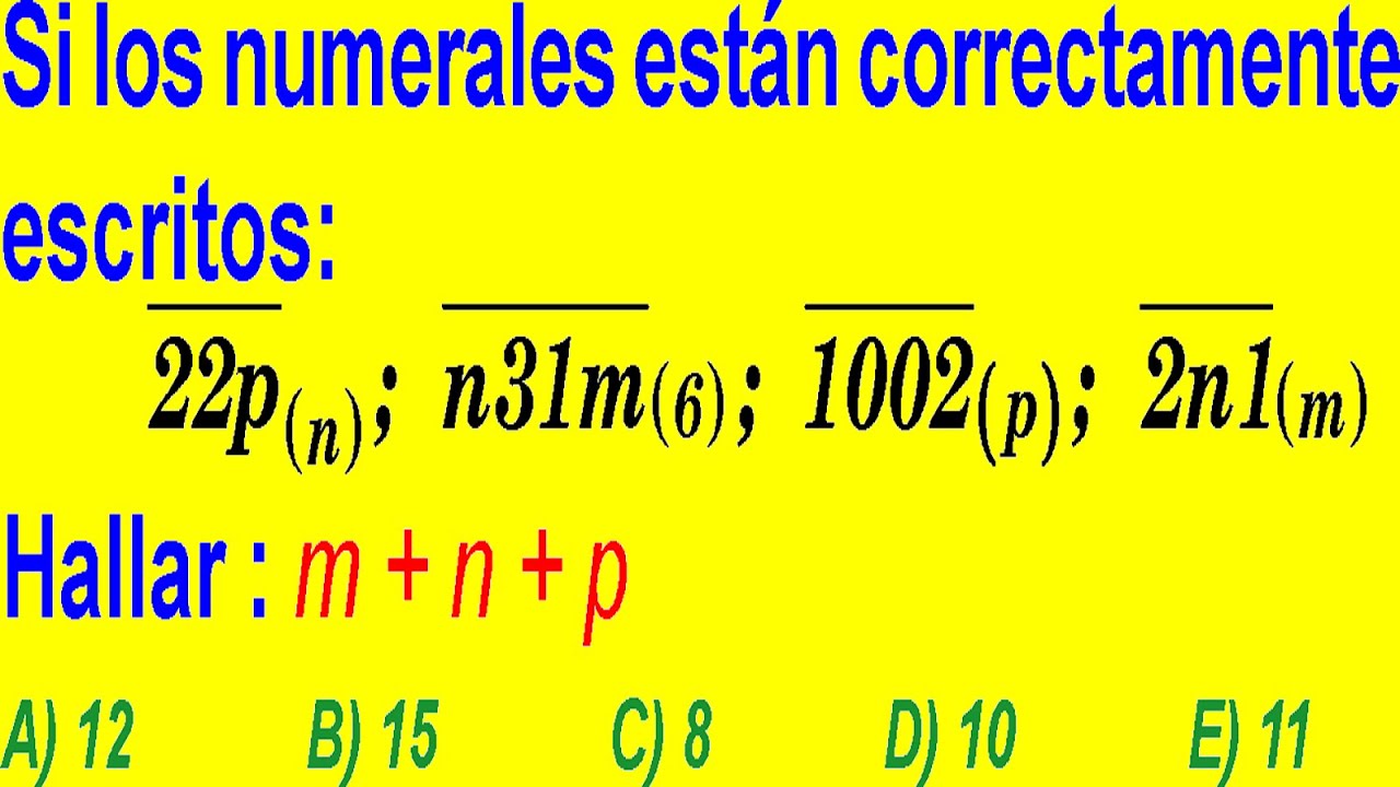 ARITMÉTICA - SISTEMAS DE NUMERACIÓN - NUMERALES - PROBLEMA RESUELTO - ADMISIÓN A LA UNIVERSIDAD